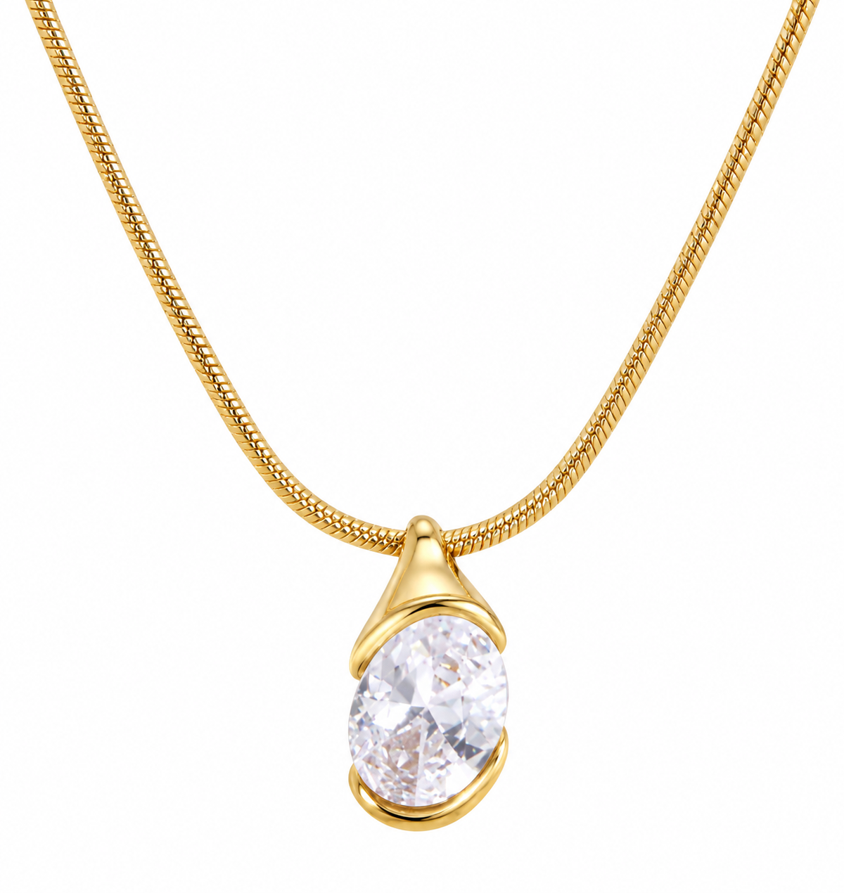 Rae & Jade 18K Gold Crystal Oval Drop Necklace