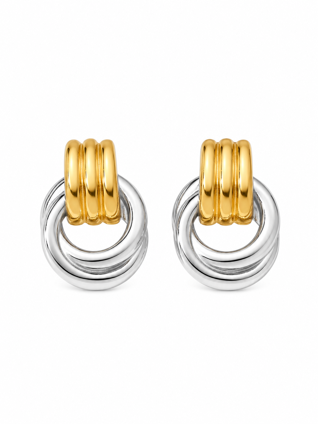 Savannah Love II Knot Door Knocker Hoops -Two-tone