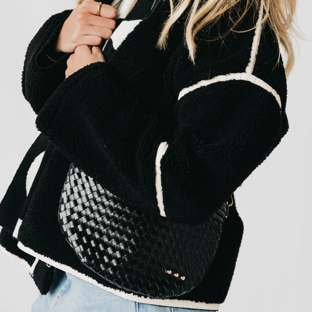 Westlyn Woven Checkered Black Bum Bag