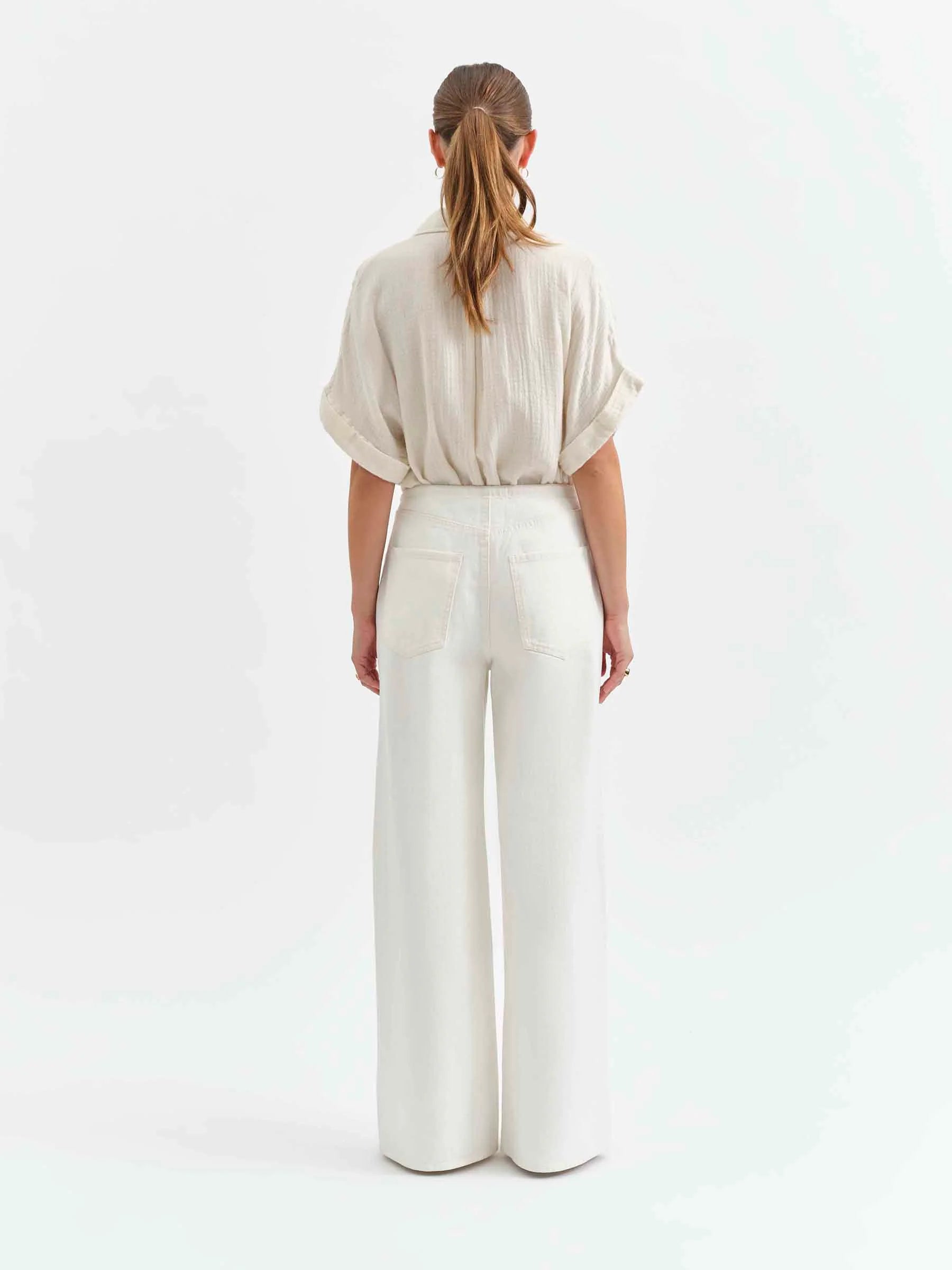 Daze Madison Milkshake Mid Rise Wide Leg