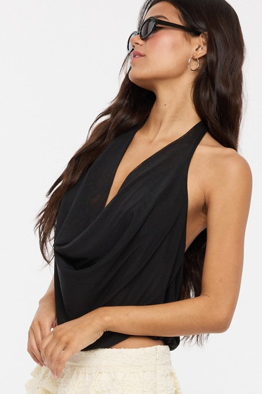 The After Midnight Halter Crop – Black