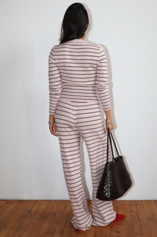 Cove Knit Stripe Pant - Blush