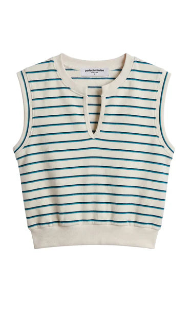 Perfect White Tee Sloane Stripe French Terry Split Top