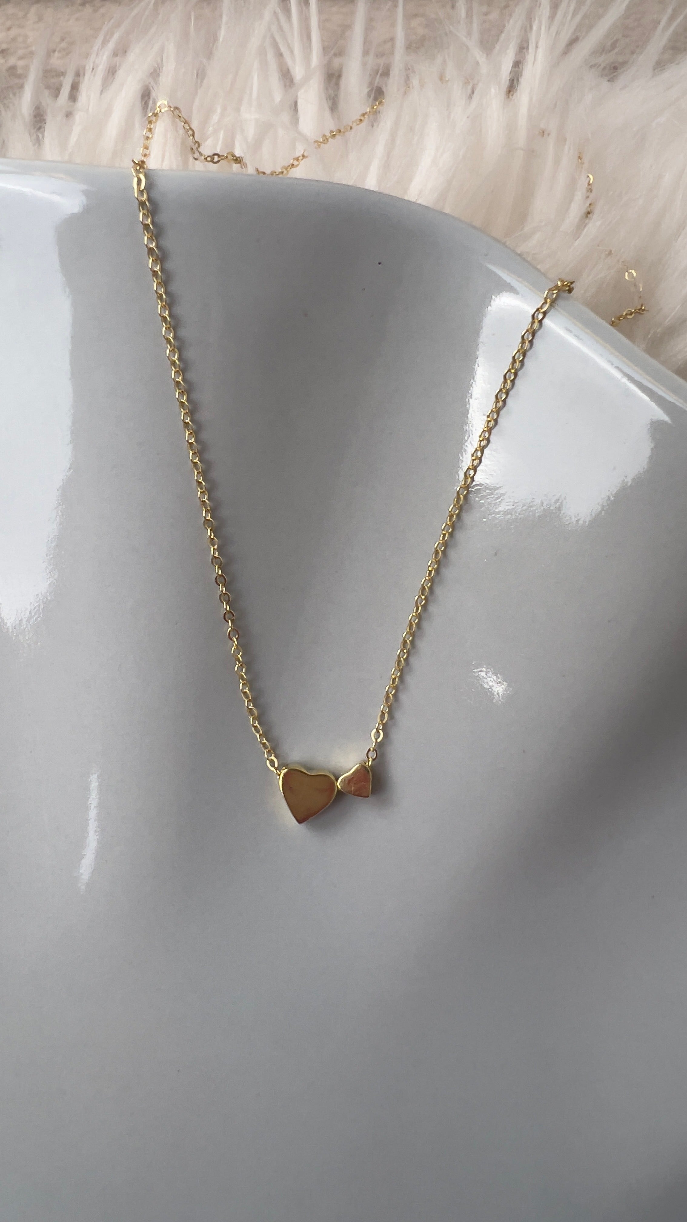 Little Love Necklace - 14K Gold-Plated Sterling Silver Double Heart Necklace