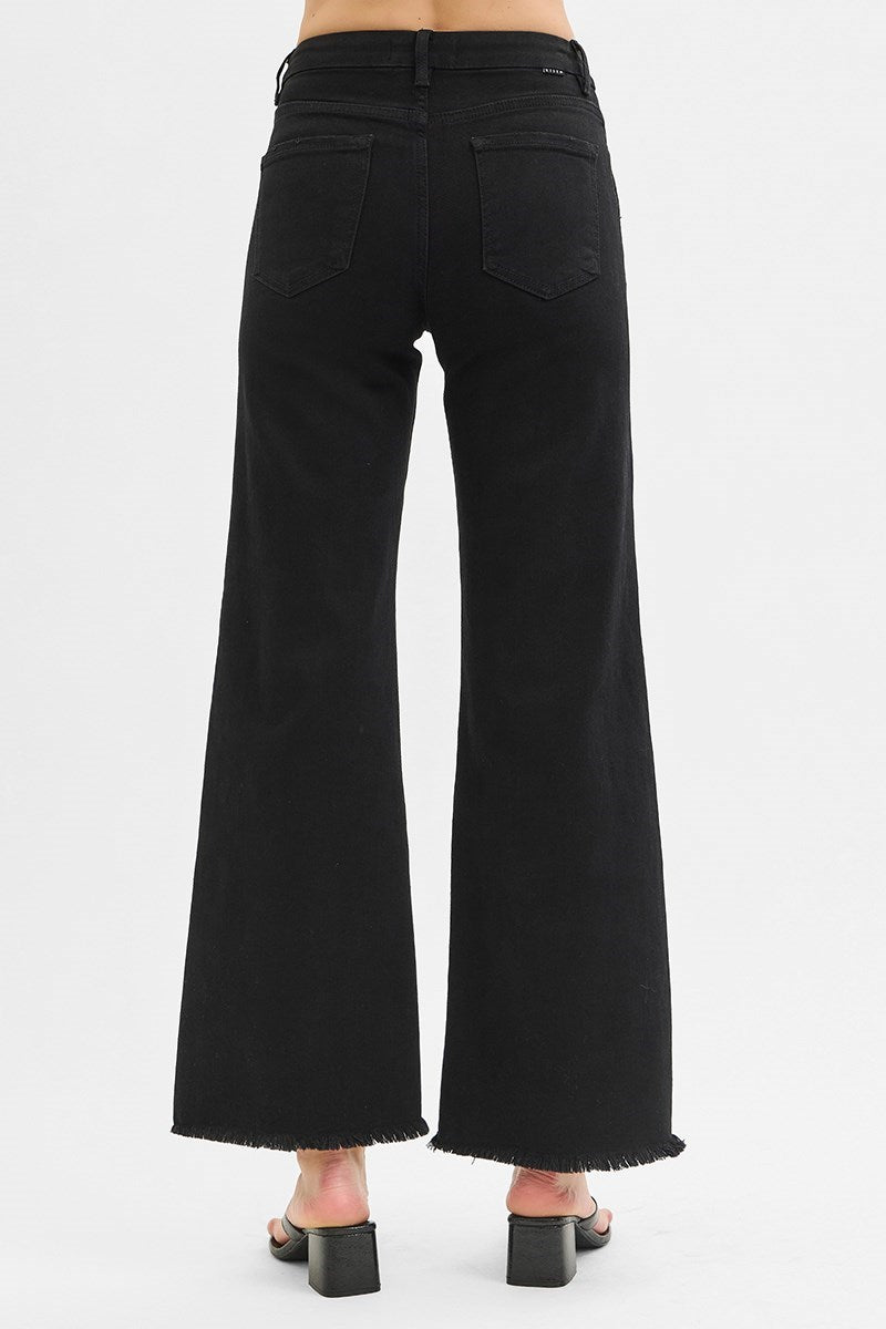 Risen Black Tummy Control High Rise Wide Leg Jeans – Sculpting Fit