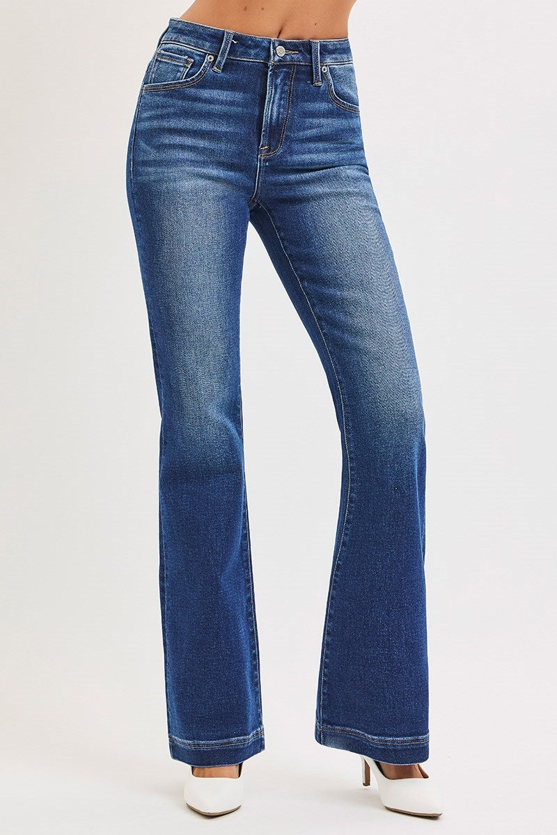 Risen Low Rise Stretch Flare Jeans – Deep Blue
