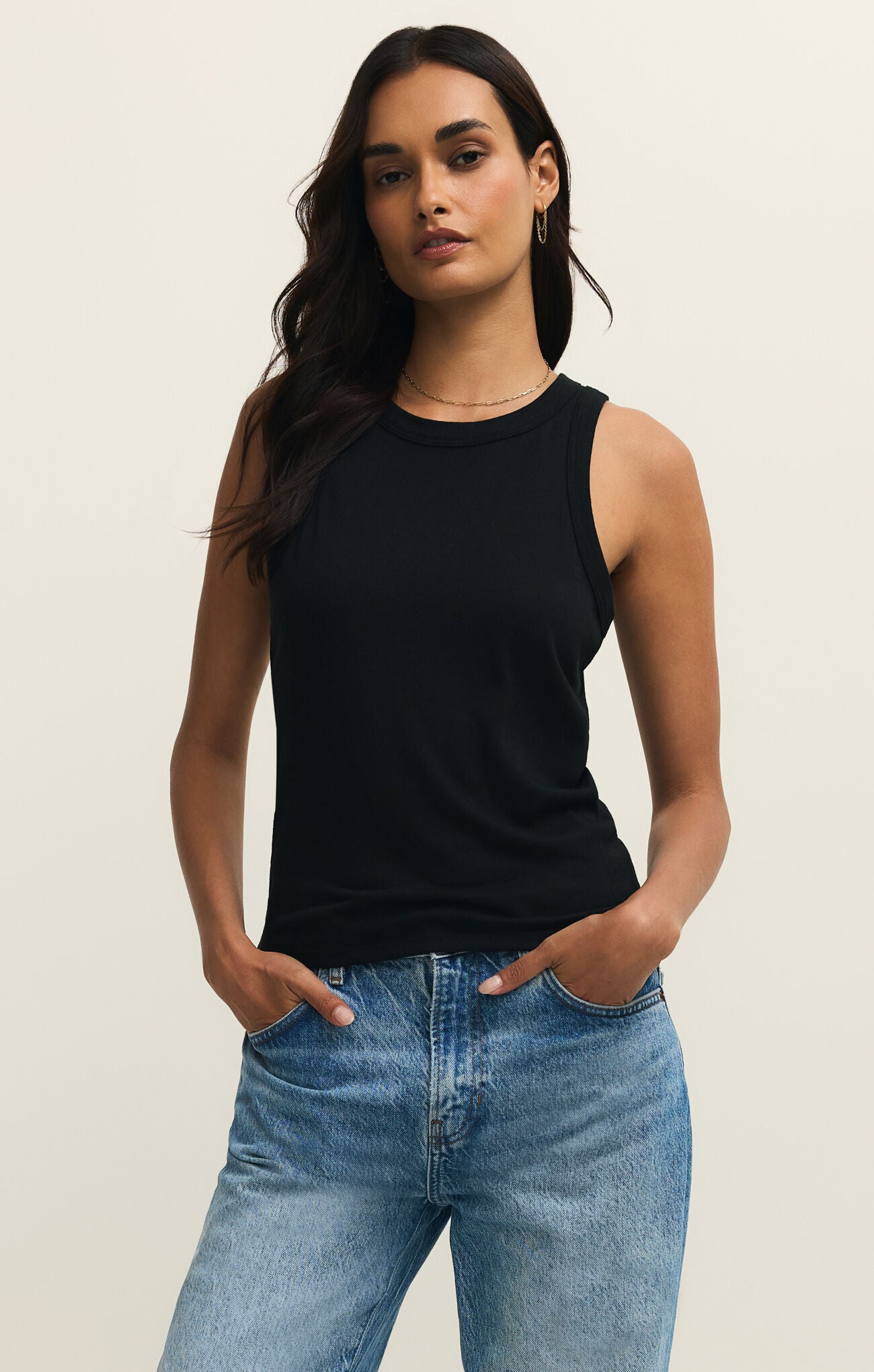 新作サルセーション　Back Pleat Tank Top Z Supply Select Tank - Black