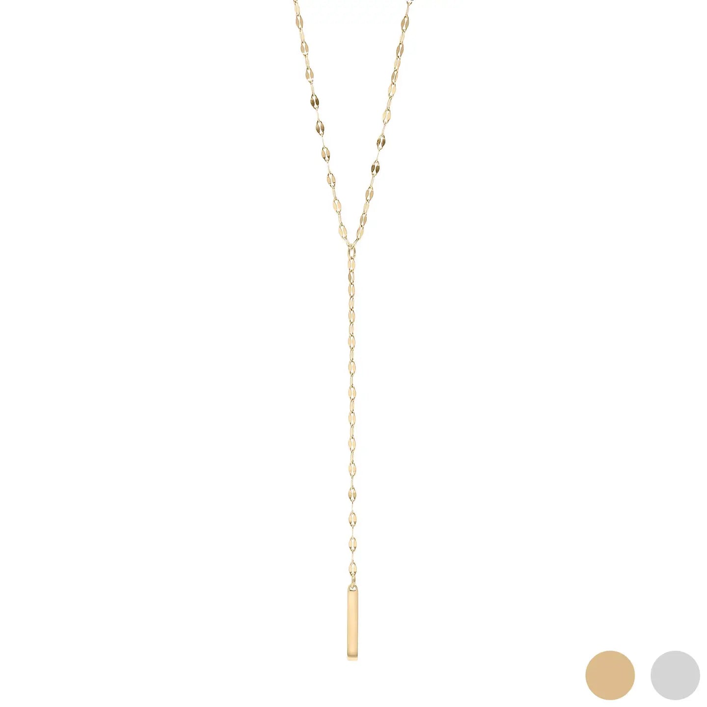 Golden Twist Bar Drop Lariat Necklace – 18K Gold Plated Stainless Steel, Water & Tarnish Resistant