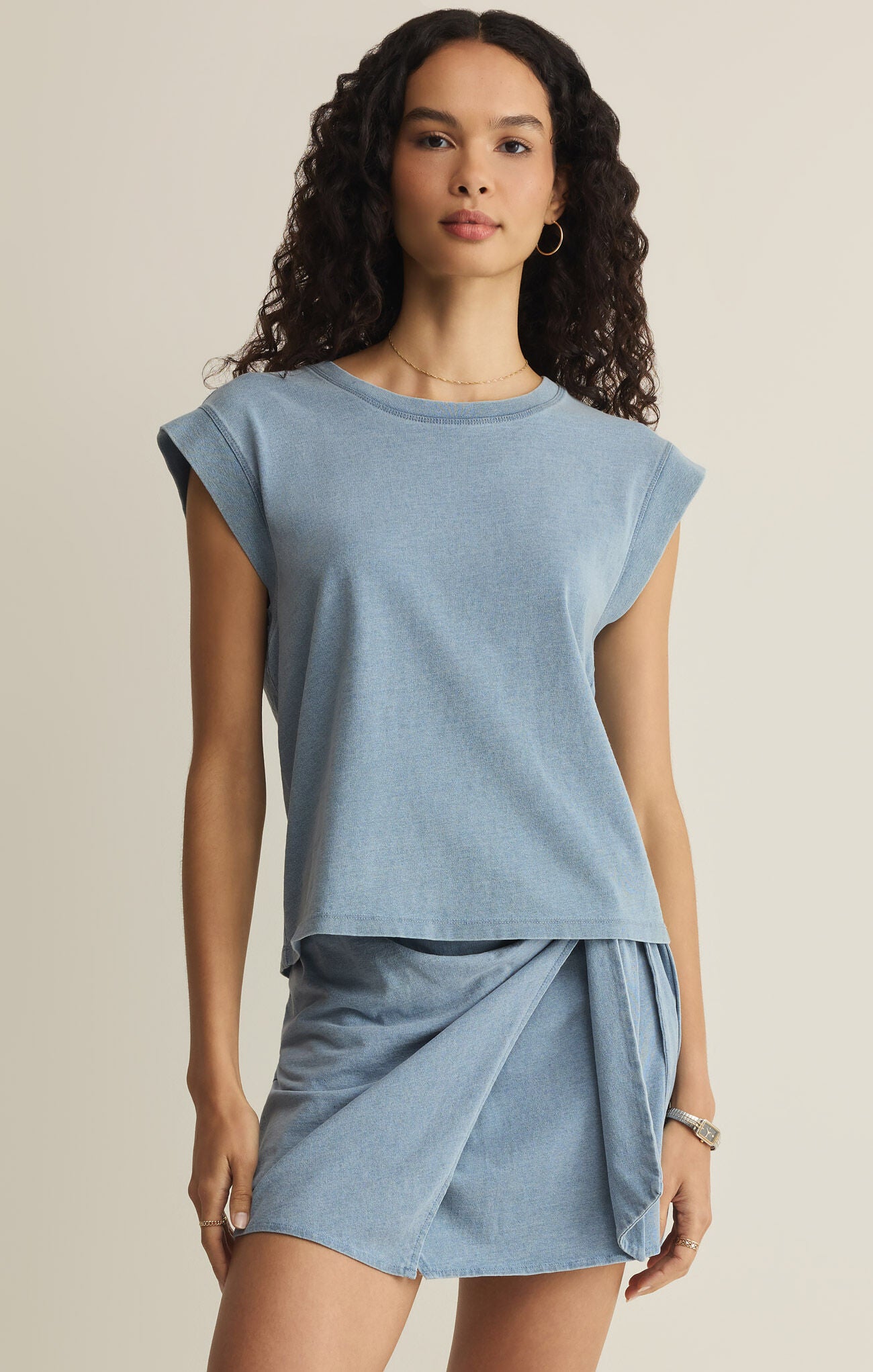 Z Supply Camino Jersey Denim Top – Ocean Air Indigo