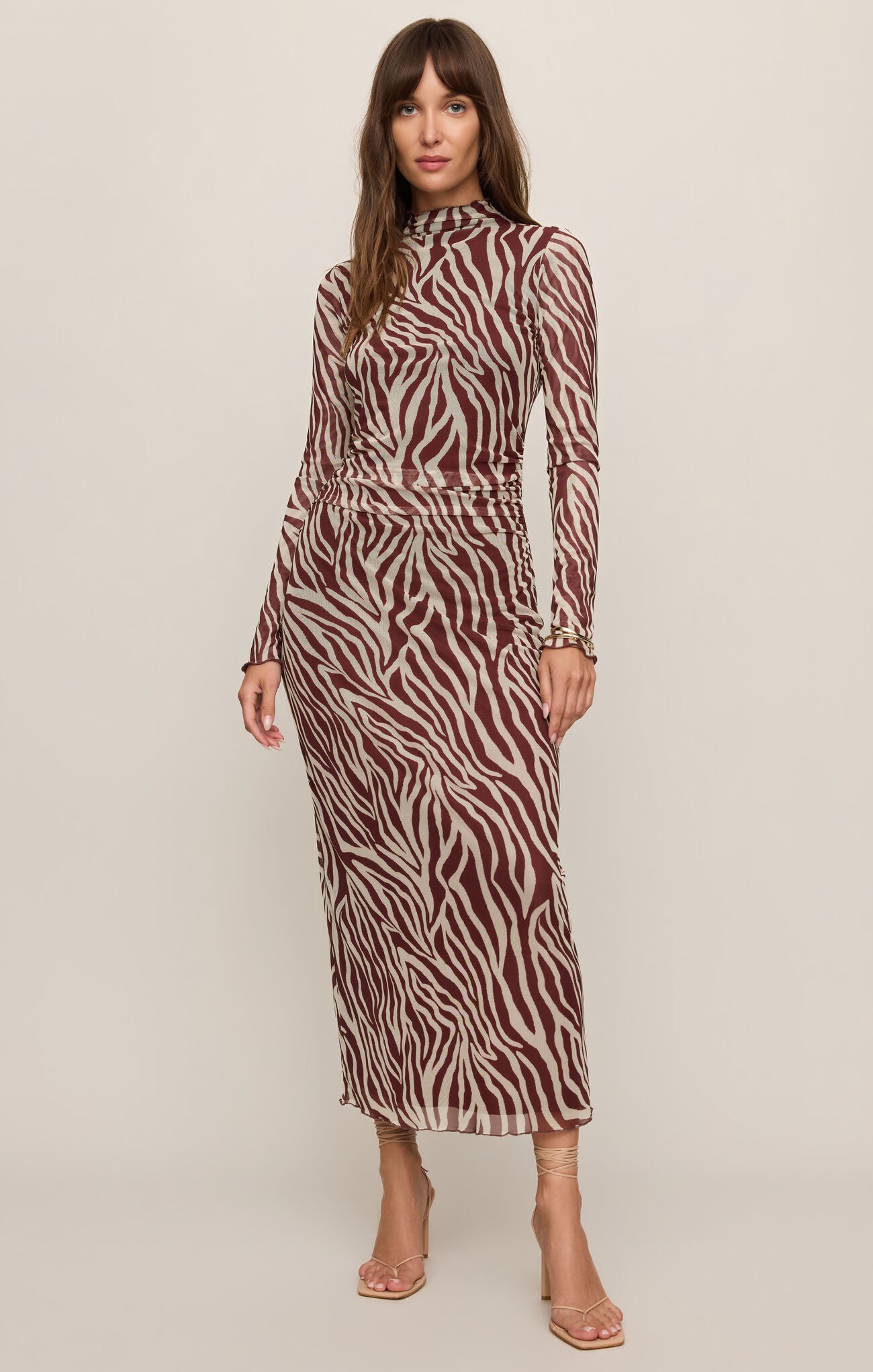 Sevilla Zebra Mesh Midi Dress by Velvet Rouge