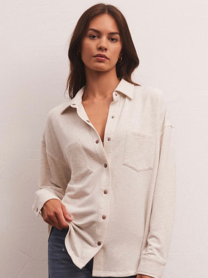 WFH Modal Oatmeal Shirt Jacket
