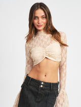 Charlotte Bell Sleeve Lace Crop Top