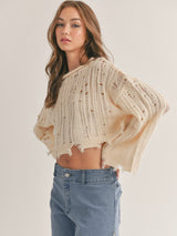 Selena Distressed Crop Sweater