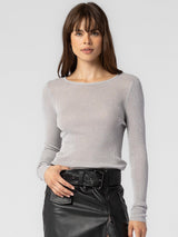 Miley Long Sleeve Metallic Knit Top