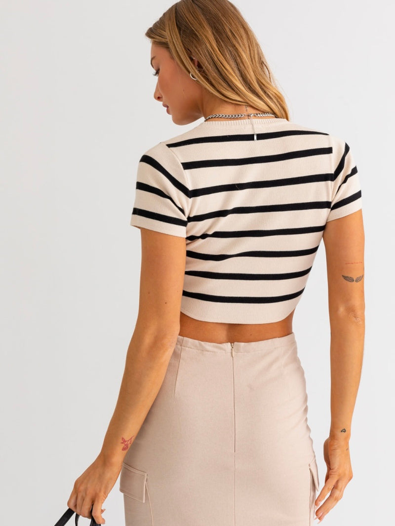 Ellie Cropped Stripe Knit Top