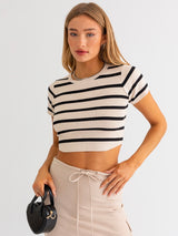 Ellie Cropped Stripe Knit Top