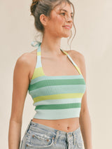 Charlize Square Knit Halter Crop