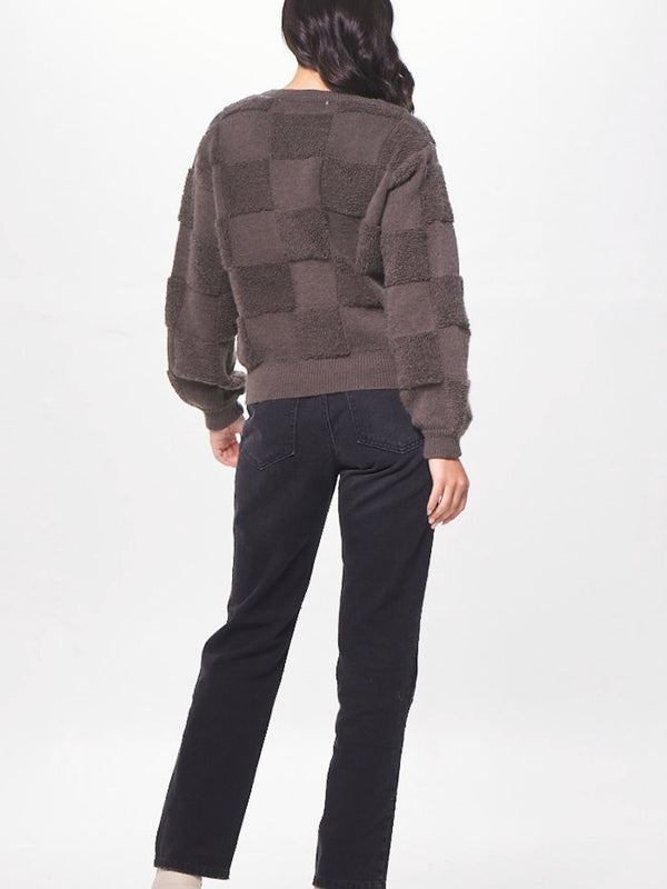 Tonal Checkered Crewneck Sweater