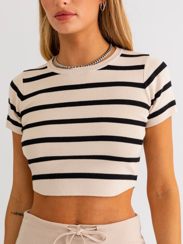 Ellie Cropped Stripe Knit Top