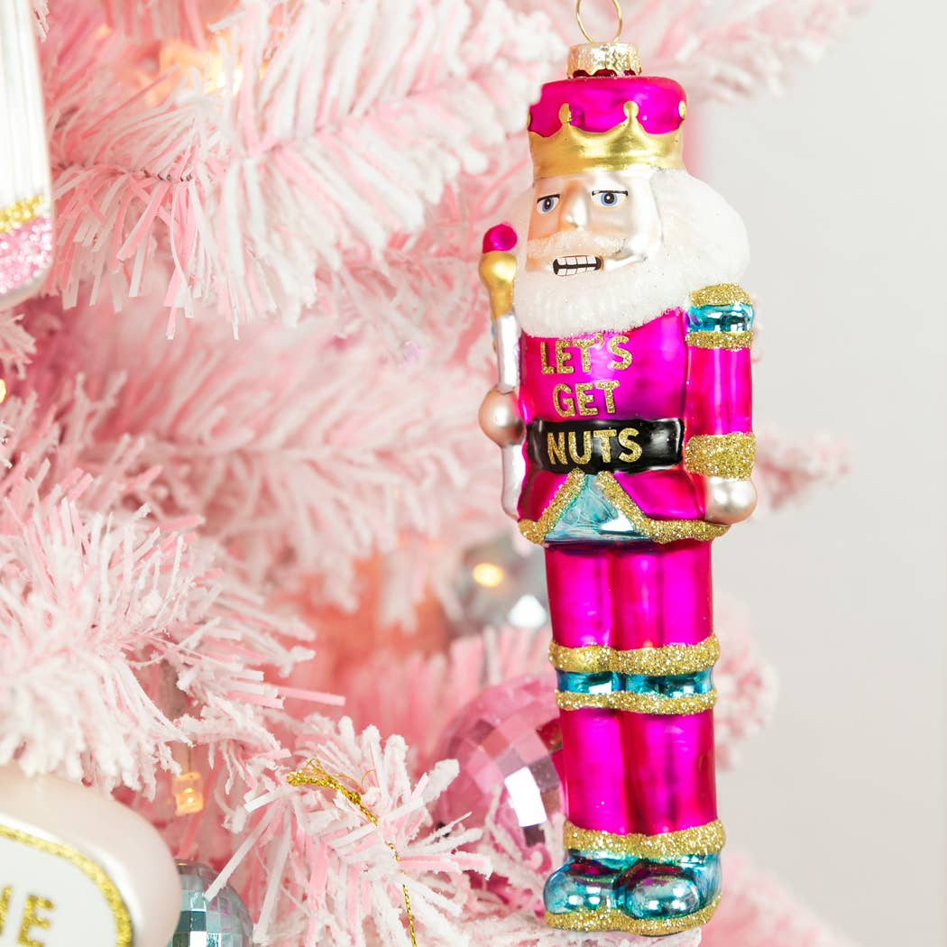 Let’s Get Nuts Nutcracker Glass Christmas Ornament