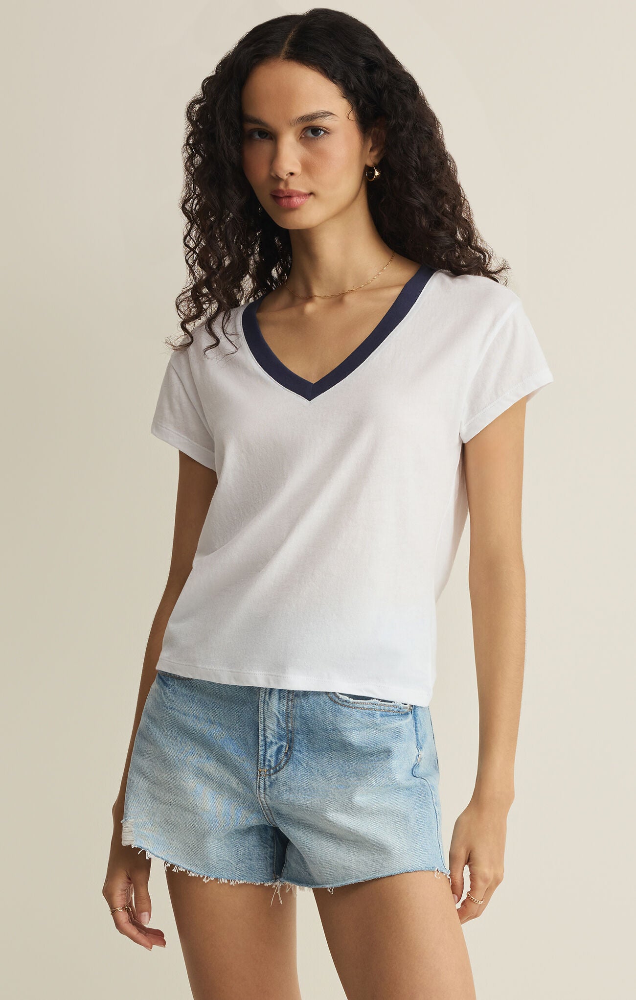 Z Supply Modern Colorblocked V-Neck Tee