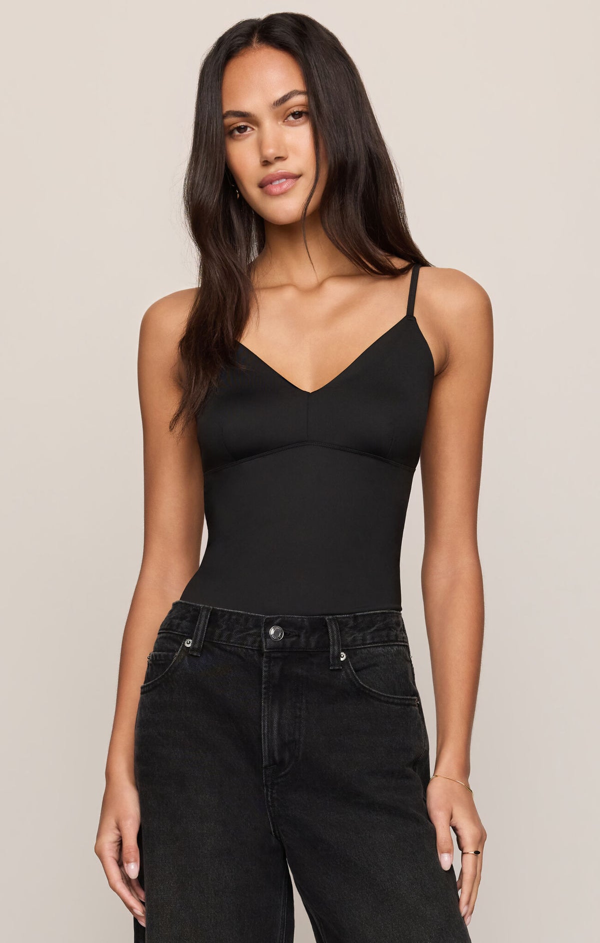 Z Supply Black Luxe Smooth Essential Tank – Seamless V-Neck Cami