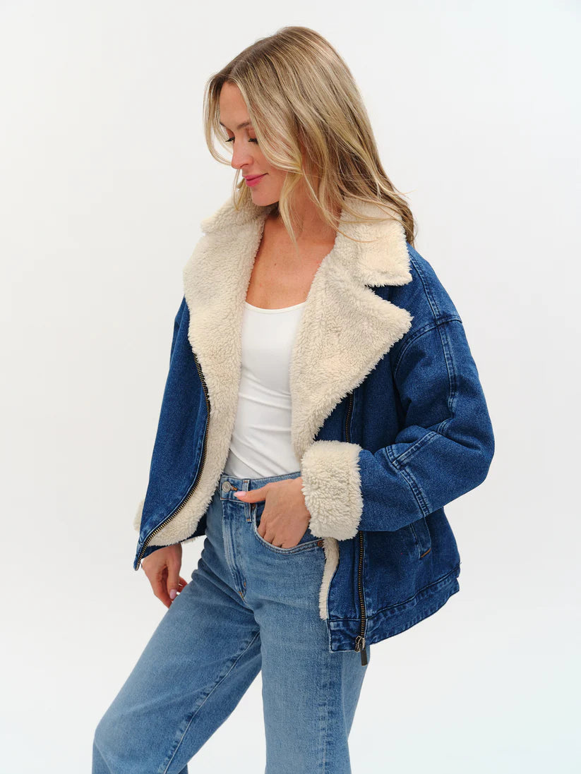 Williston Oversized Fur Denim Jacket