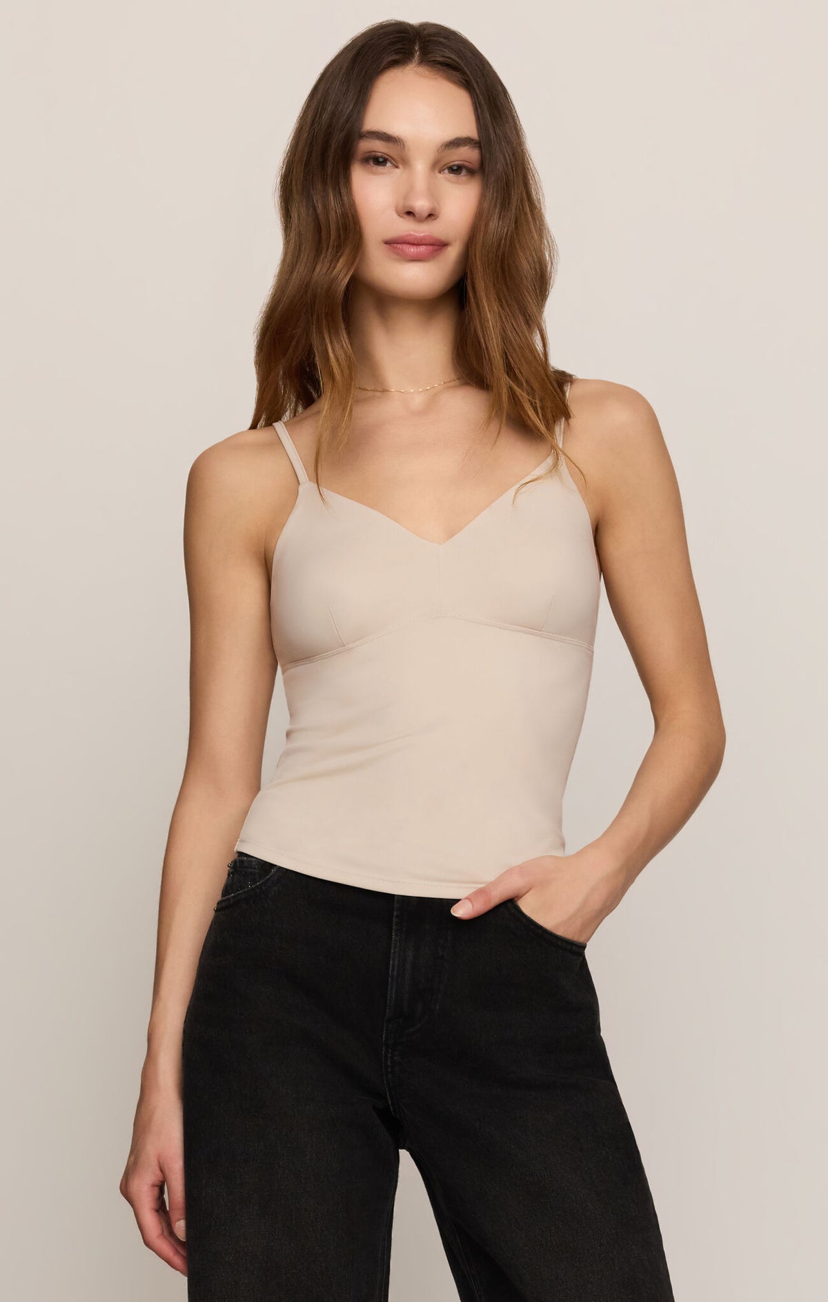 Z Supply Frosted Pearl Luxe Smooth Essential Tank – Seamless V-Neck Cami