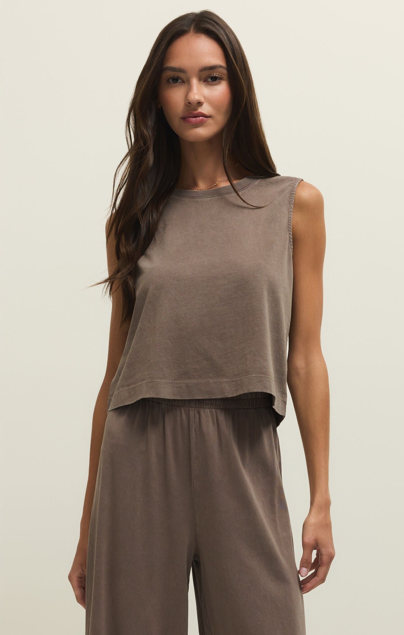 Sloane Jersey Perfectly Taupe Muscle Tank