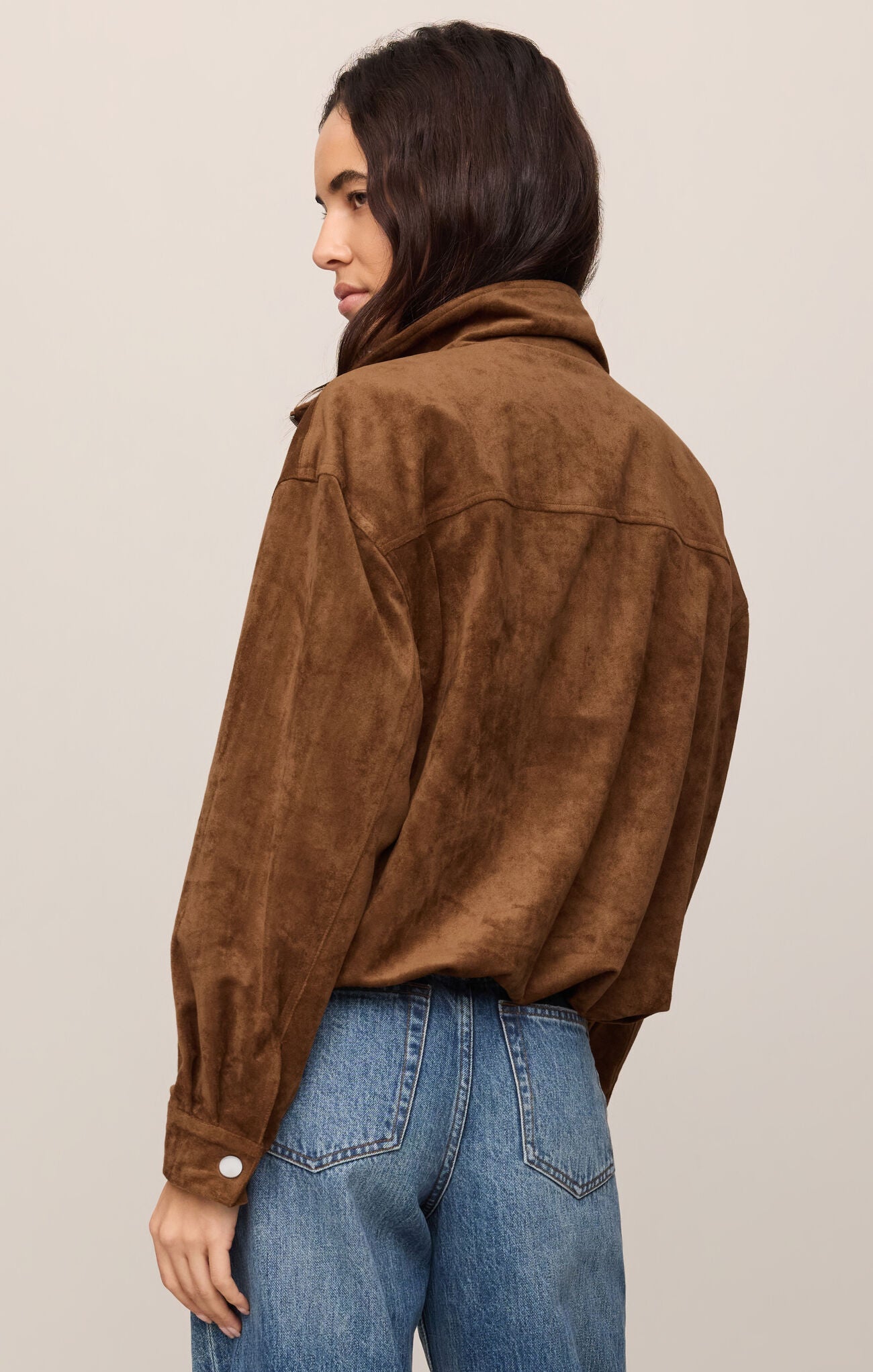 Z Supply Corin Bubble Hem Jacket Faux Suede Button Front Collared Jacket