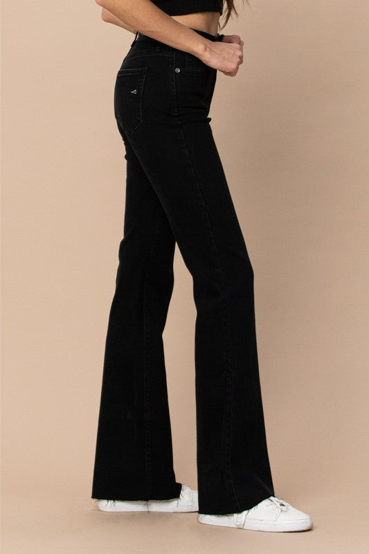 Happi HR Jet Black Raw Hem Flare Jean