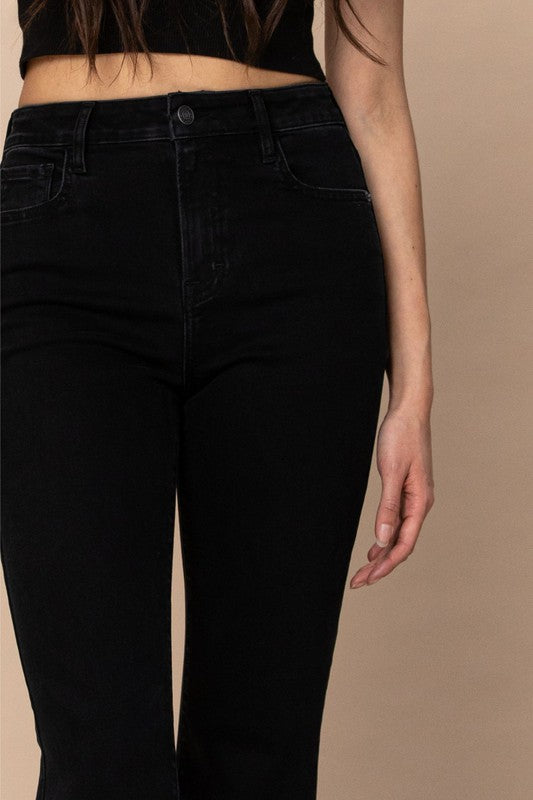 Happi HR Jet Black Raw Hem Flare Jean