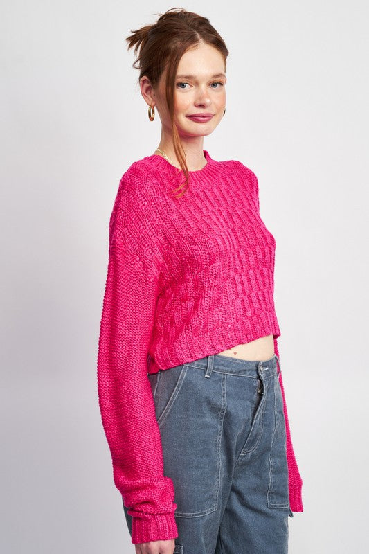Ashlyn Fuchsia Crop Sweater