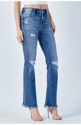 Happi MR Frayed Hem Distressed Flare Jean