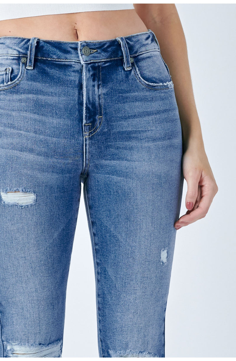 Happi MR Frayed Hem Distressed Flare Jean