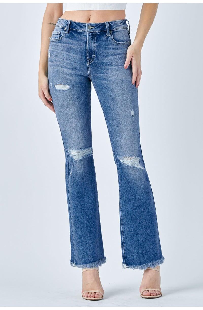 Happi MR Frayed Hem Distressed Flare Jean