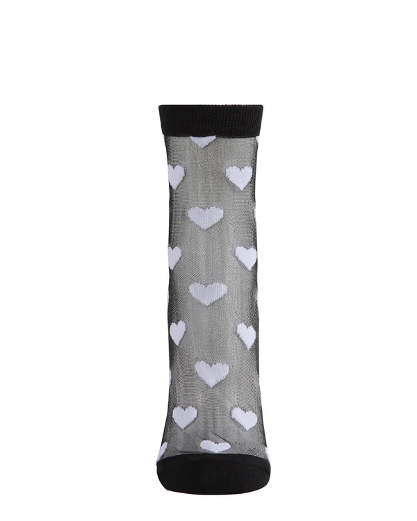 Hearts Mono Fine Net Anklet Socks