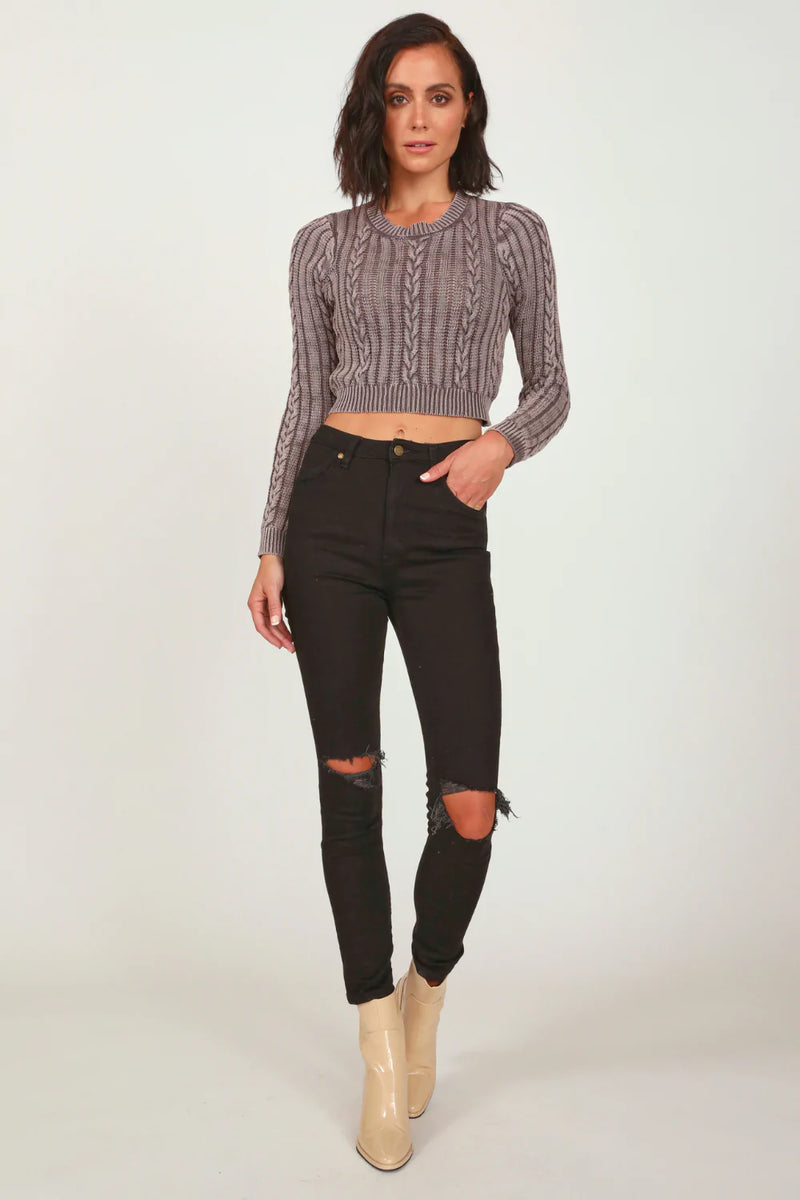 Hickory Cable Cropped Sweater
