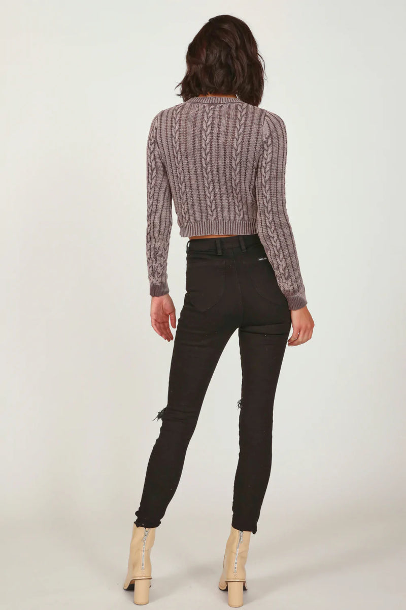 Hickory Cable Cropped Sweater