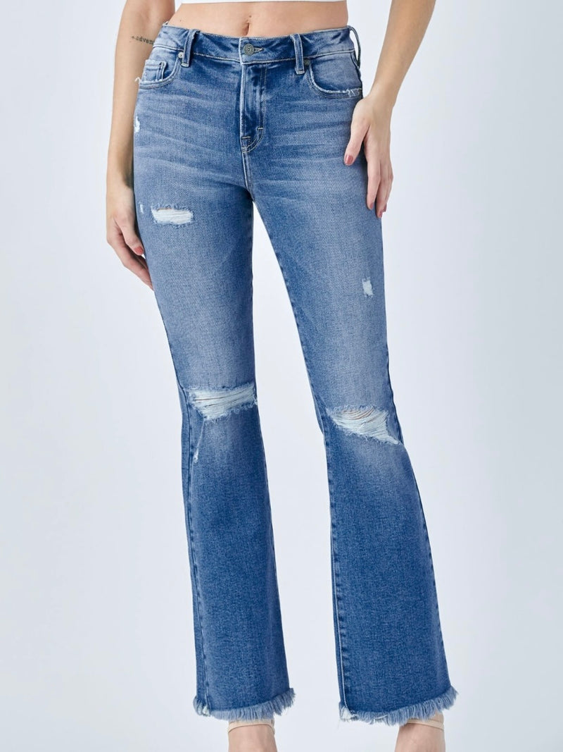 Happi MR Frayed Hem Distressed Flare Jean