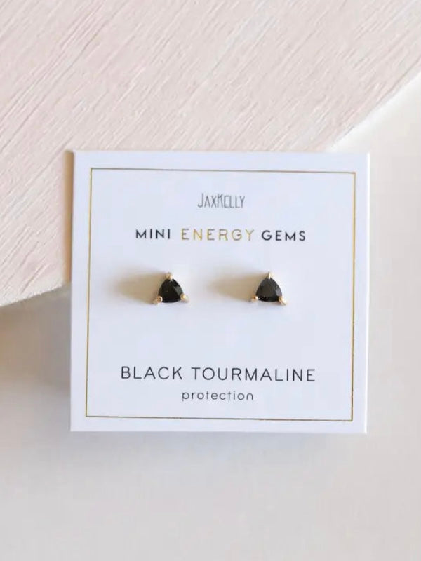 Mini Energy Gem Black Tourmaline Protection Earring