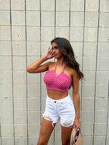 Allie Sweater Knit Pink Halter