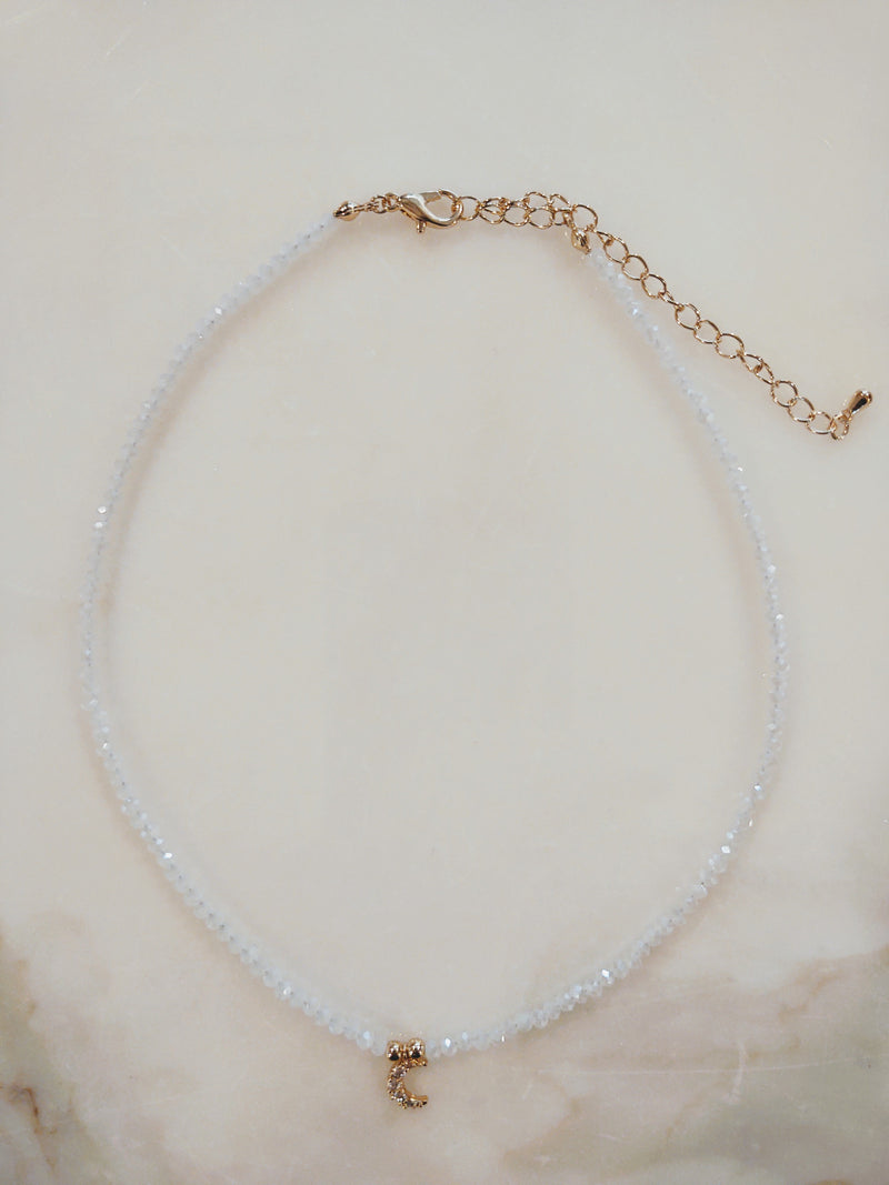 Mini Beaded Choker with Moon - Luna Chick