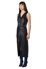 Theresa Black Vegan Midi Skirt