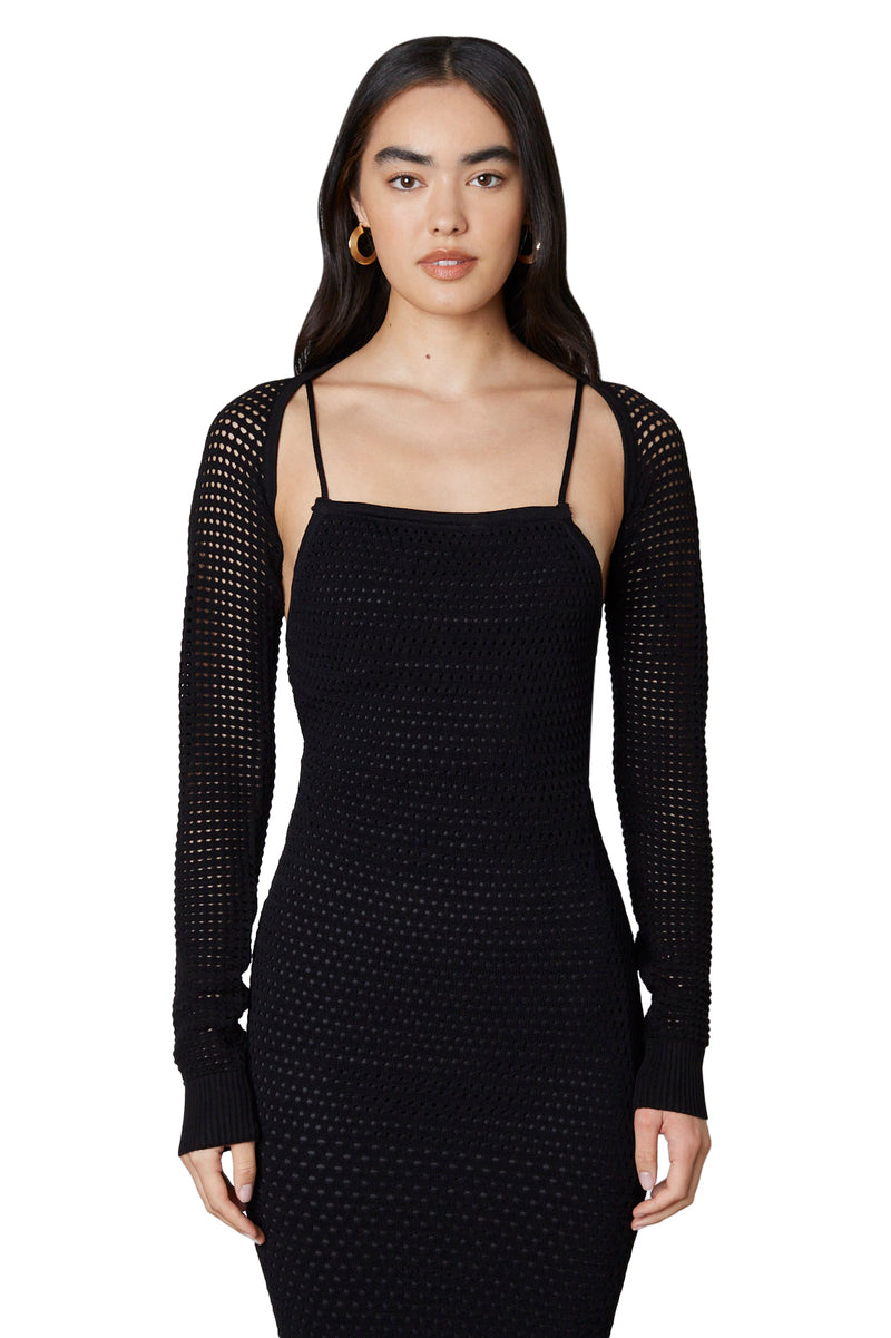 Sofia Knit Crochet Black Bolero